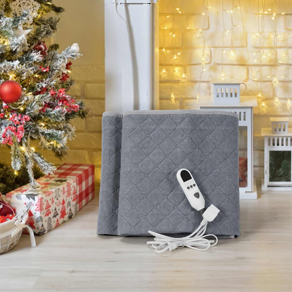 Large Electric Heating Mat in Brown, Firm-Texture Heated Pad with 9 Heat Levels, Remote Control and 1, 2, 4 or 6 Hour Timer for Home Warmth