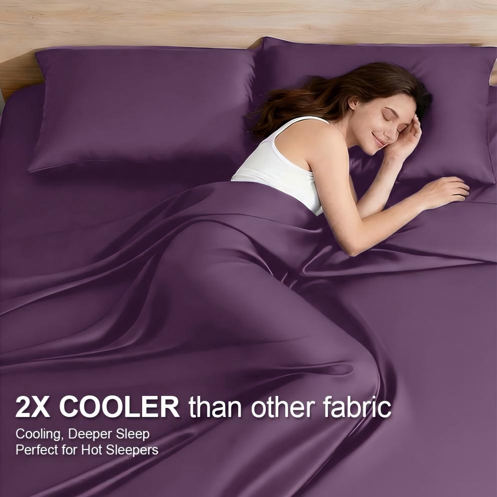 20 Inch Pocket Bed Sheet Set, Four-Piece Bedding with Listed Cooling Comfort, Fitted Sheet, Flat Sheet and Pillowcases in Twin, Full, Queen and King Options