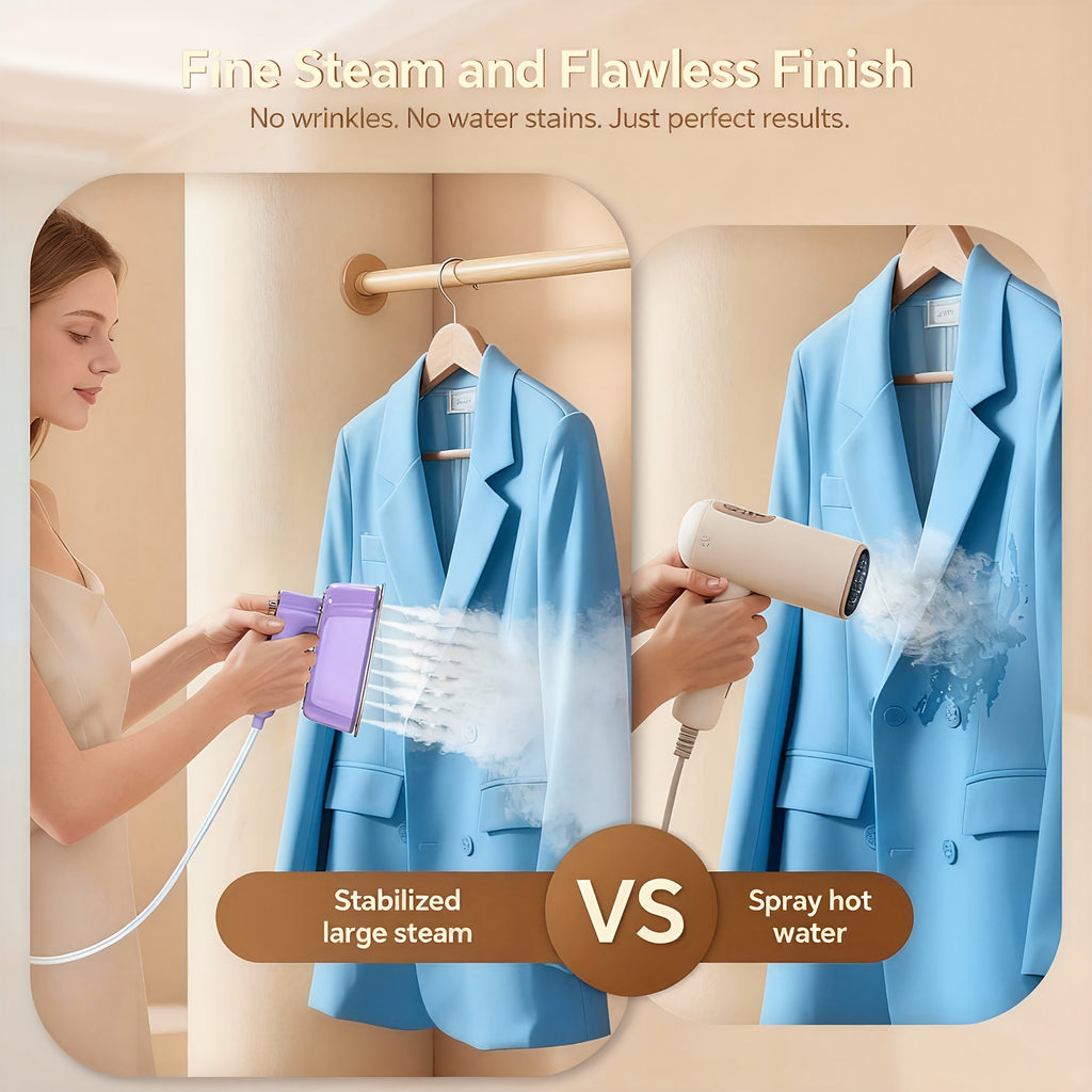 Mini Travel Steam Iron with Foldable 180-Degree Handle, Portable Handheld Garment Steamer for Compatible Clothing, Dry Ironing and Everyday Wrinkle Care