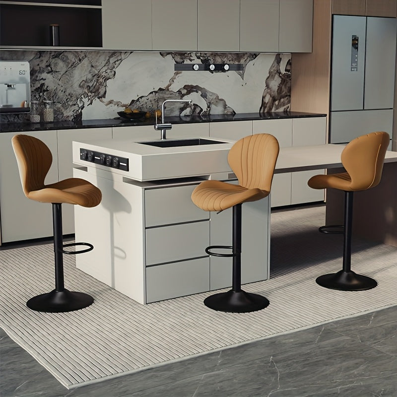 High Back Swivel Bar Stools with Adjustable Upholstered Seats for Kitchen Island, Home Bar and Dining Room, Sets of 1, 2, 3 or 4 in Five Colors