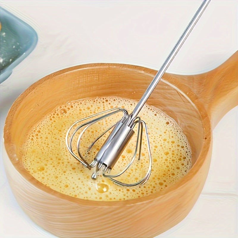 Manual Whisk and Milk Frother, Stainless Steel Handheld Egg Beater for Mixing Eggs and Cream, Everyday Home Baking Tool and Kitchen Gift