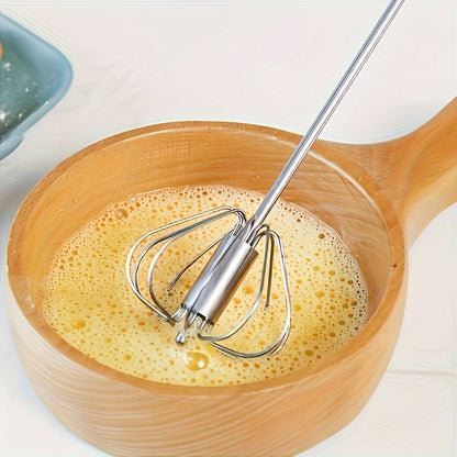 Manual Whisk and Milk Frother, Stainless Steel Handheld Egg Beater for Mixing Eggs and Cream, Everyday Home Baking Tool and Kitchen Gift