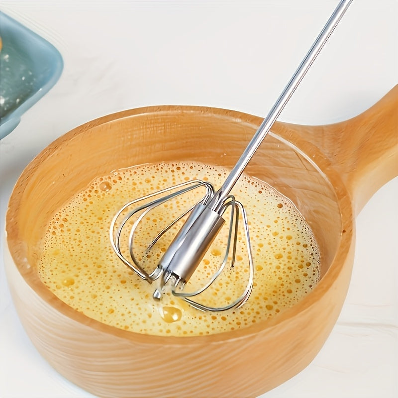 Manual Whisk and Milk Frother, Stainless Steel Handheld Egg Beater for Mixing Eggs and Cream, Everyday Home Baking Tool and Kitchen Gift