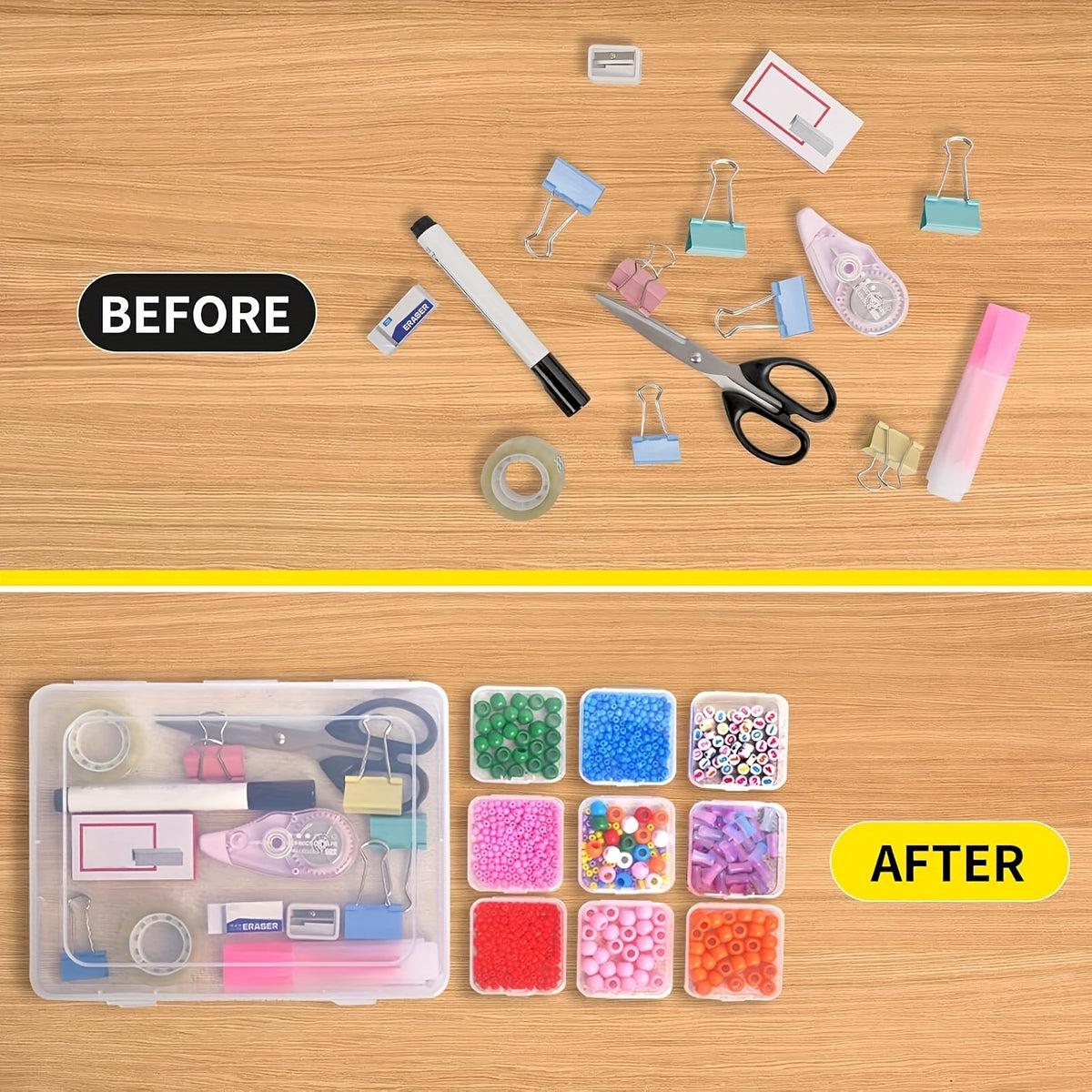 Bead Organizer Storage Box with Drawers and Stackable Plastic Design, Listed 60, 90, 120 or 180 Pocket Options Including Pink for Jewelry and Hair Accessory Sorting