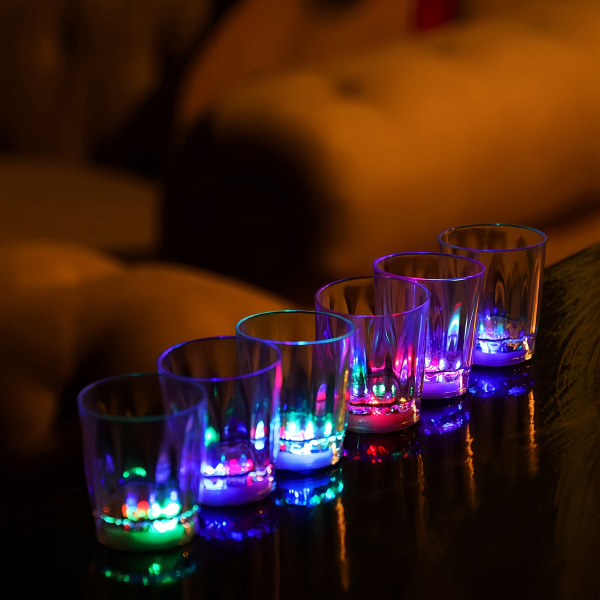 LED Light-Up Party Wine Glasses with Color-Changing Mode Wording, Small Cup Sets in 12 or 15-Piece Options for Birthdays, Weddings and Holiday Celebrations