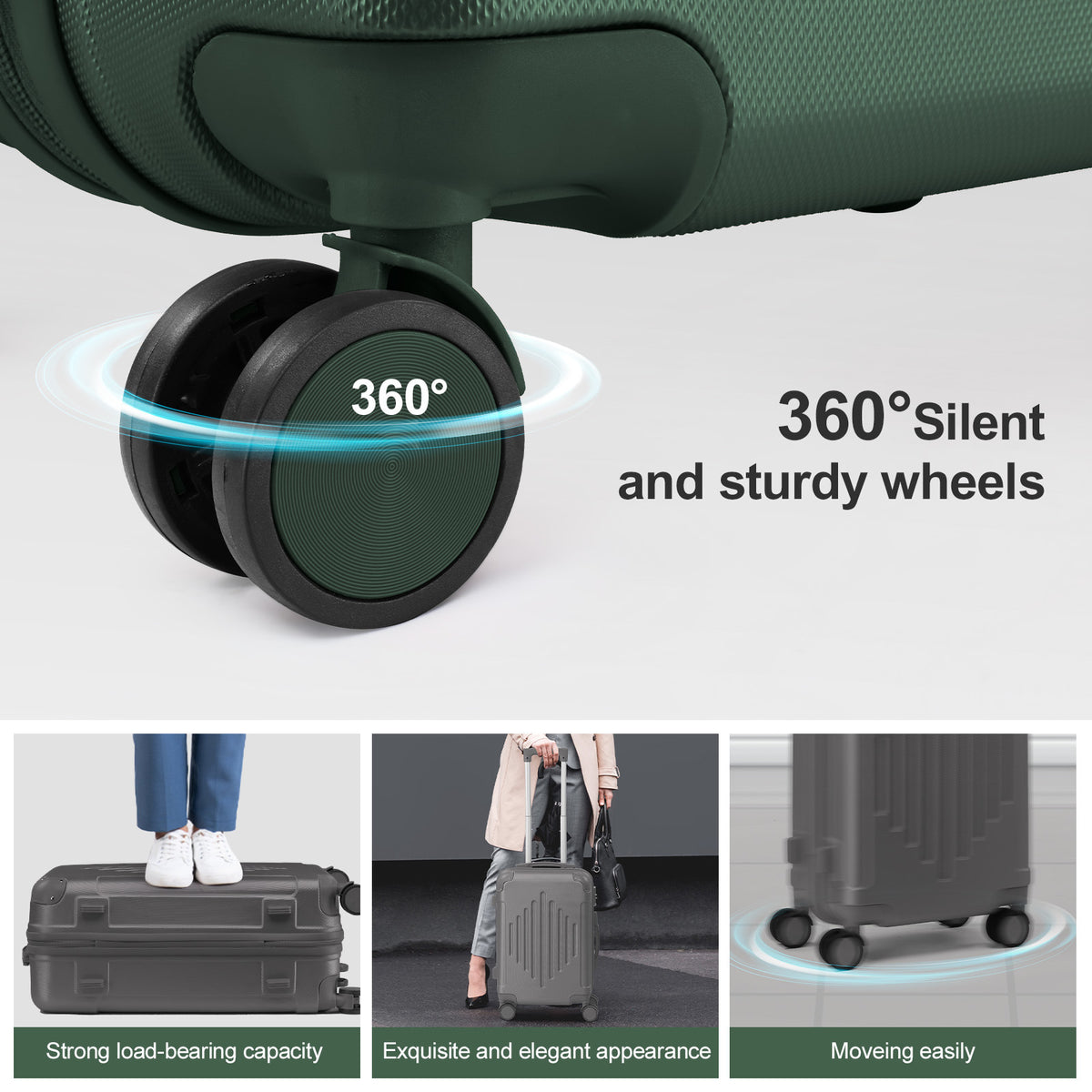 ABS Hardshell Spinner Luggage with Listed TSA Lock, 20, 24 or 28 Inch Size Options in Five Colors for Vacation Packing, Business Trips and Everyday Travel
