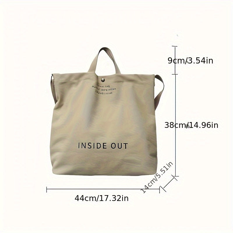 Canvas Shoulder Tote for Women, Everyday Handbag in Army Green, Grey, Brown, Khaki or Black for Casual Outfits, Weekend Outings and Wardrobe Coordination