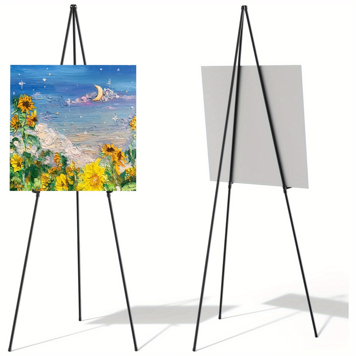 Display Easel Stand for Wedding Signs, Posters and Presentations, Folding Metal Tripod with 63-Inch Maximum Height, Adjustable Clips and Multi-Pack Options