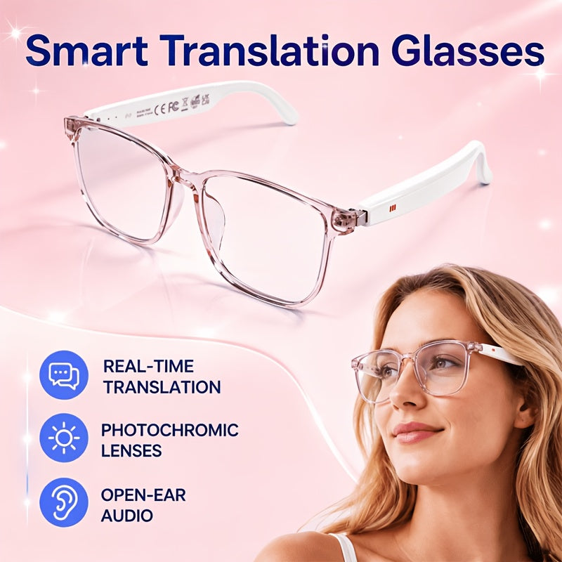 2026 Smart Translation Glasses with Real-Time Video Translation in 160+ Languages, Voice/Speech Translator, App-Controlled Photochromic Suitable for Men & Women, for Cycling, Office, Travel, Gift Device