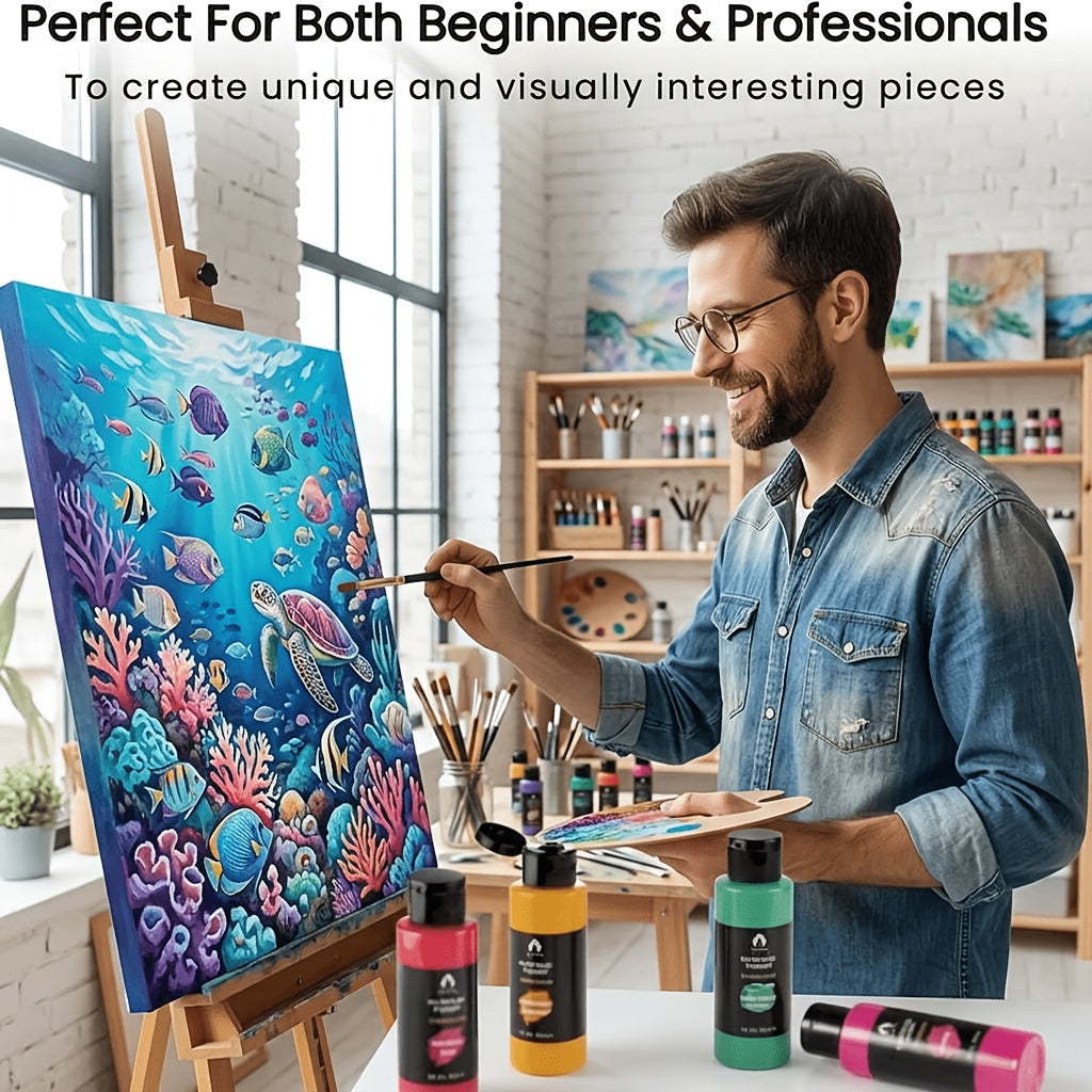 Acrylic Paint Set with 24 Colors and 12 Brushes, Listed 2.03oz Option for Home Art Practice, Seasonal Painting Projects and Creative Holiday Crafts