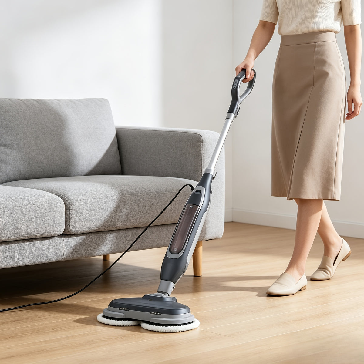10in1 Steam Mop, 1550W Detachable Handheld Floor Cleaner with 16ft Power Cord 2 Washable Pads for Hardwood Tile Carpet and More