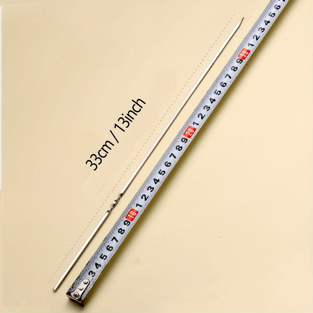 10pcs Reusable Stainless Steel BBQ Skewers - Perfect For Barbecue, Shish Kebab & Camping!