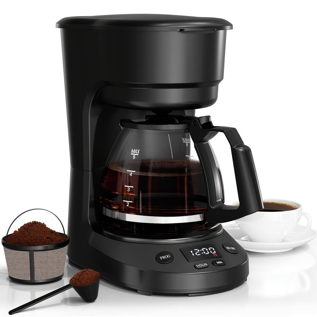 K-Cup Compatible Coffee Maker with Programmable Brewing, Black 2-in-1 Pod and Ground Coffee Brewer with Washable Filter, Keep-Warm and Self-Cleaning