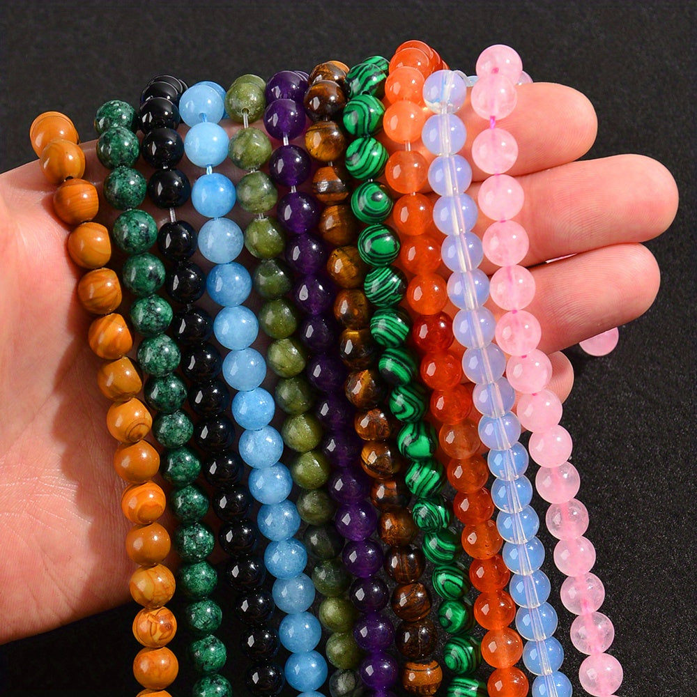 Stone Beads for Jewelry Making with Listed 8mm Size, Mixed Color 540 or 1080-Piece Assortments for DIY Bracelets, Necklaces, Earrings and Craft Projects