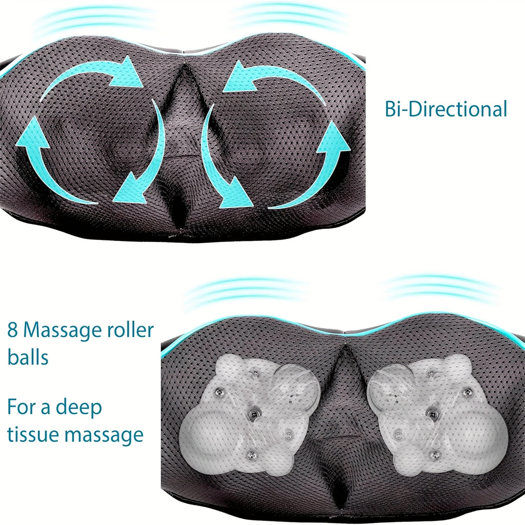 Black Shiatsu Neck and Shoulder Massager with Heat and Deep Kneading Massage for Neck, Back and Waist, Personal Relaxation Gift for Adults