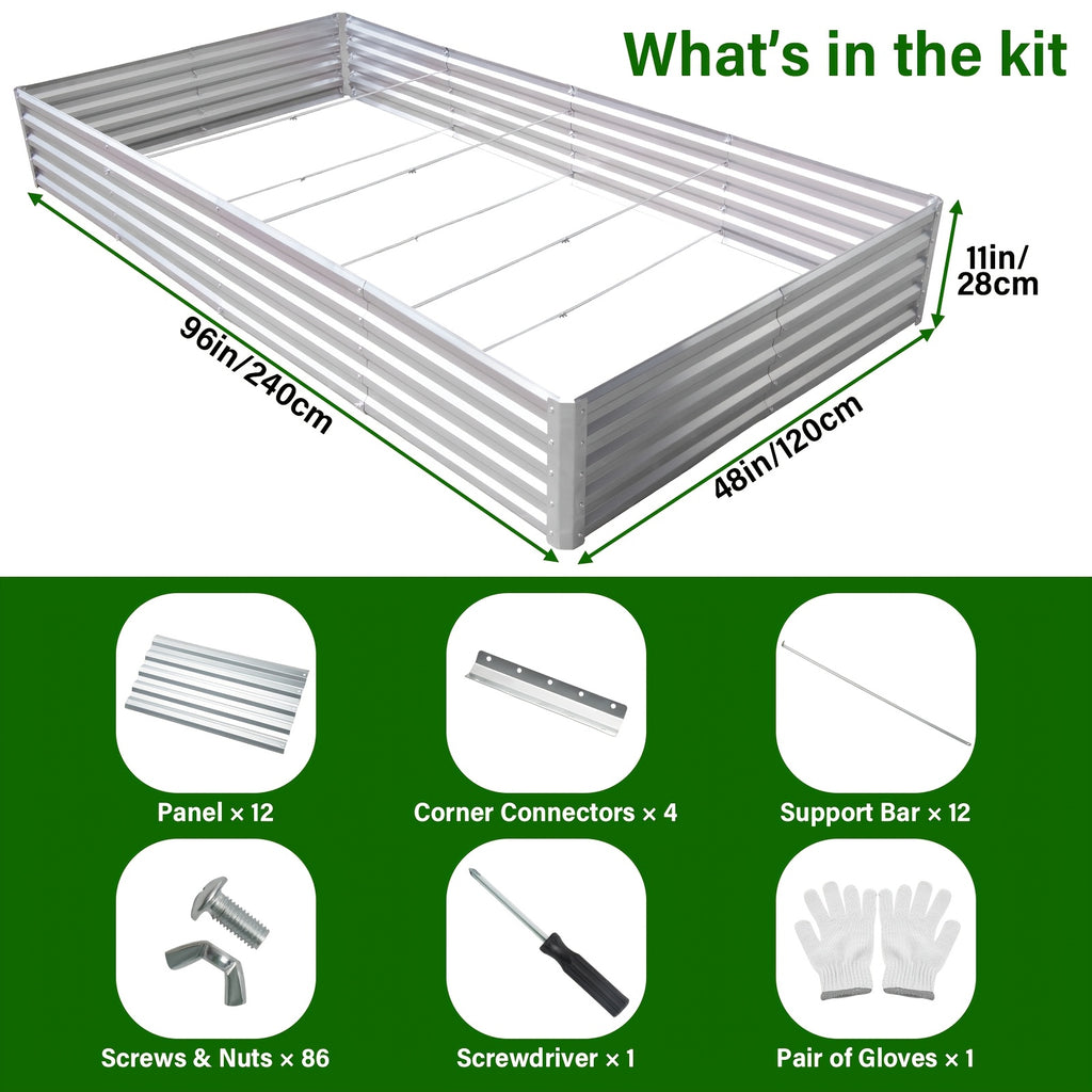 Galvanized Vegetable Garden Bed Set with Oval Metal Planter Design, Outdoor Raised Planting Boxes in Single and Multipack Options for Backyard Gardening