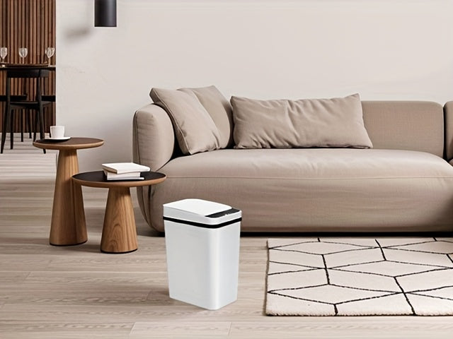 2.8 Gallon Touchless Trash Can Set, Two-Piece Slim Motion Sensor Garbage Bins with Automatic Lids in White or Black for Bathroom, Bedroom and Home Office