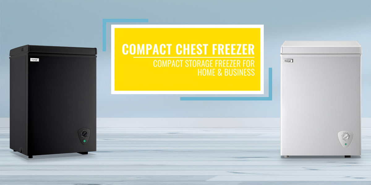 Compact Chest Freezer by WANAI with Seven Temperature Settings, Removable Basket and Top-Opening Hinged Door, WA-Black or WA-White Options for Home Storage