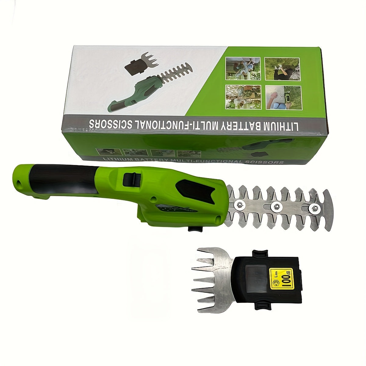 Electric Handheld Grass Shear in Green with USB-C Rechargeable Battery Operation, Listed 2-in-1 Grass and Hedge Trimming Functions for Lawn and Garden Maintenance