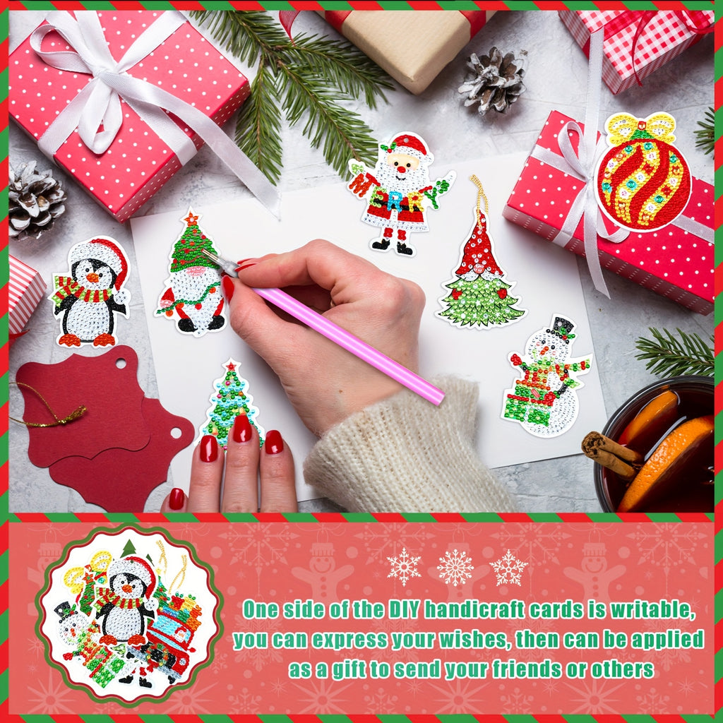 Christmas Diamond Painting Sticker Kit with Listed 64-Piece Option, 5D Round Rhinestone Craft Supplies for Adult DIY Holiday Decorations and Personalized Gift Accents