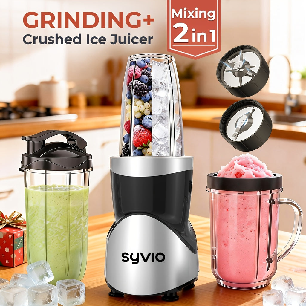 Smoothie Blender and Grinder 12-Piece Combo with Portable Cup, BPA-Free Protein Shake Mixer for Everyday Breakfast Drinks and Summer Fruit Blends