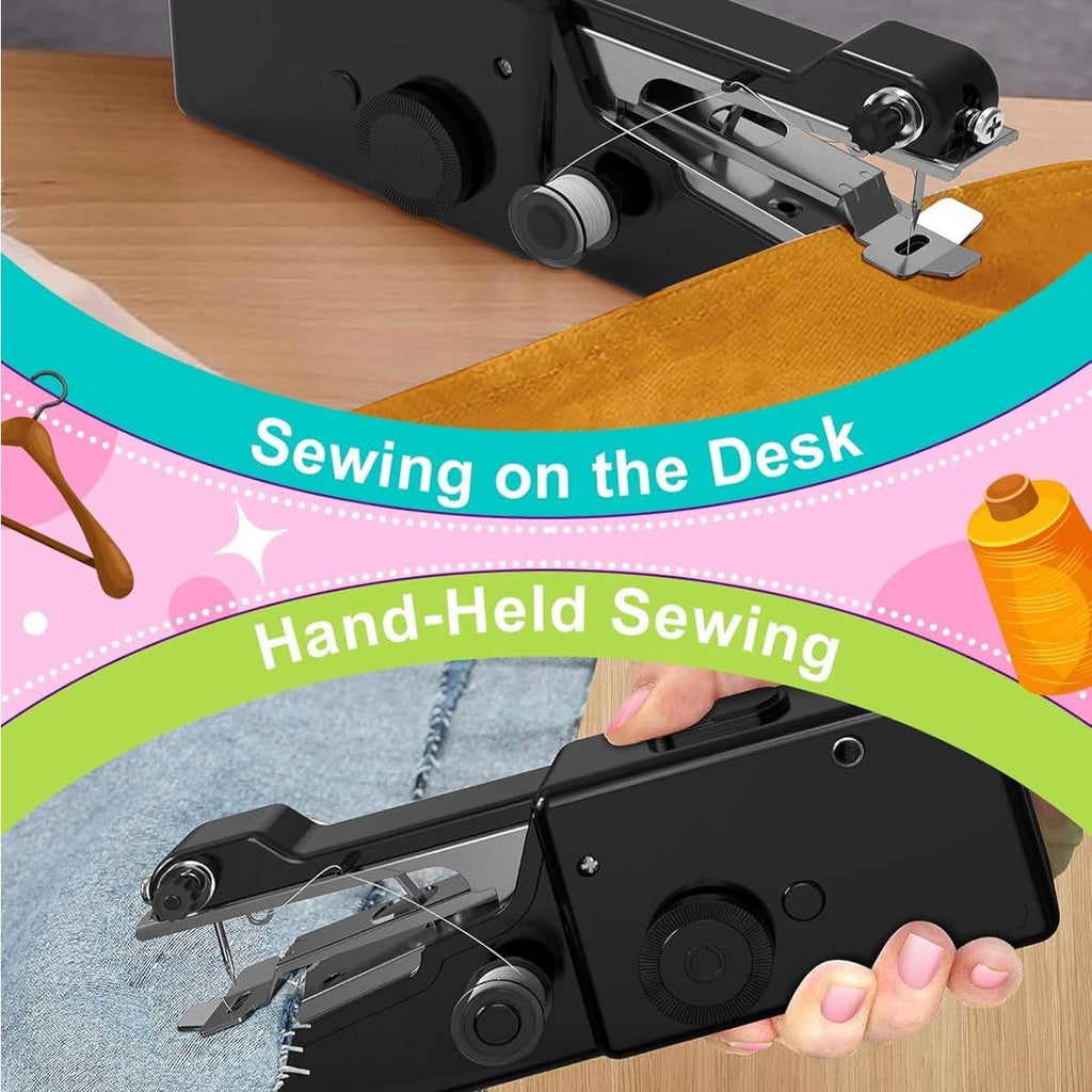 Portable Handheld Sewing Machine for Small Fabric Repairs, Single-Thread Mini Sewing Device with Battery or DC 6V Power Support and Tool Kit Options