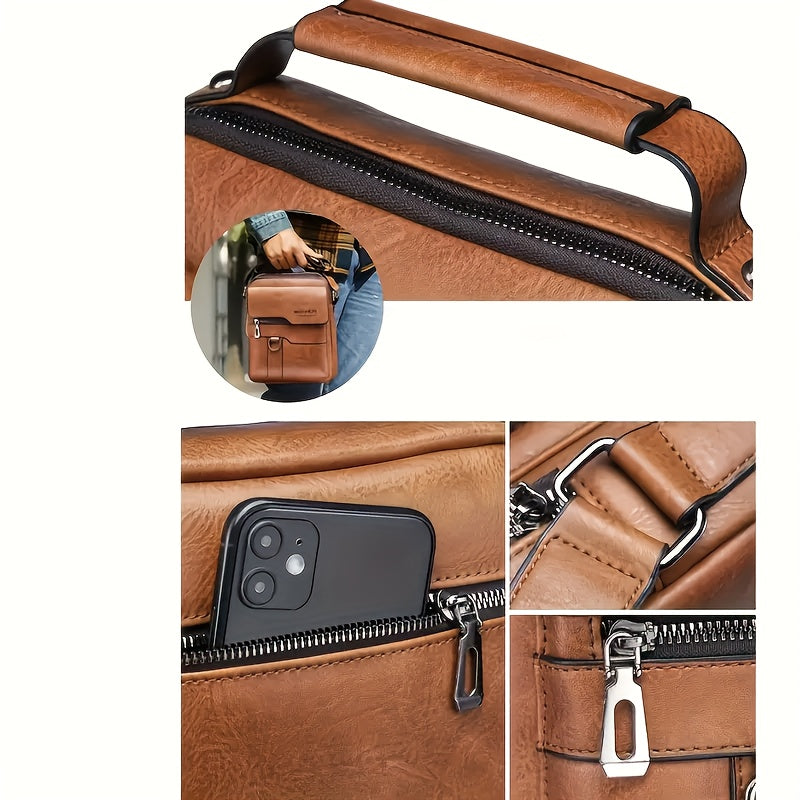 Tablet Crossbody Messenger Bag by WEIXIER with Listed 8-Inch Device Fit, Card Slots and Card Wallet, Vintage Vertical Shoulder Bag in Three Colors for Daily Commuting