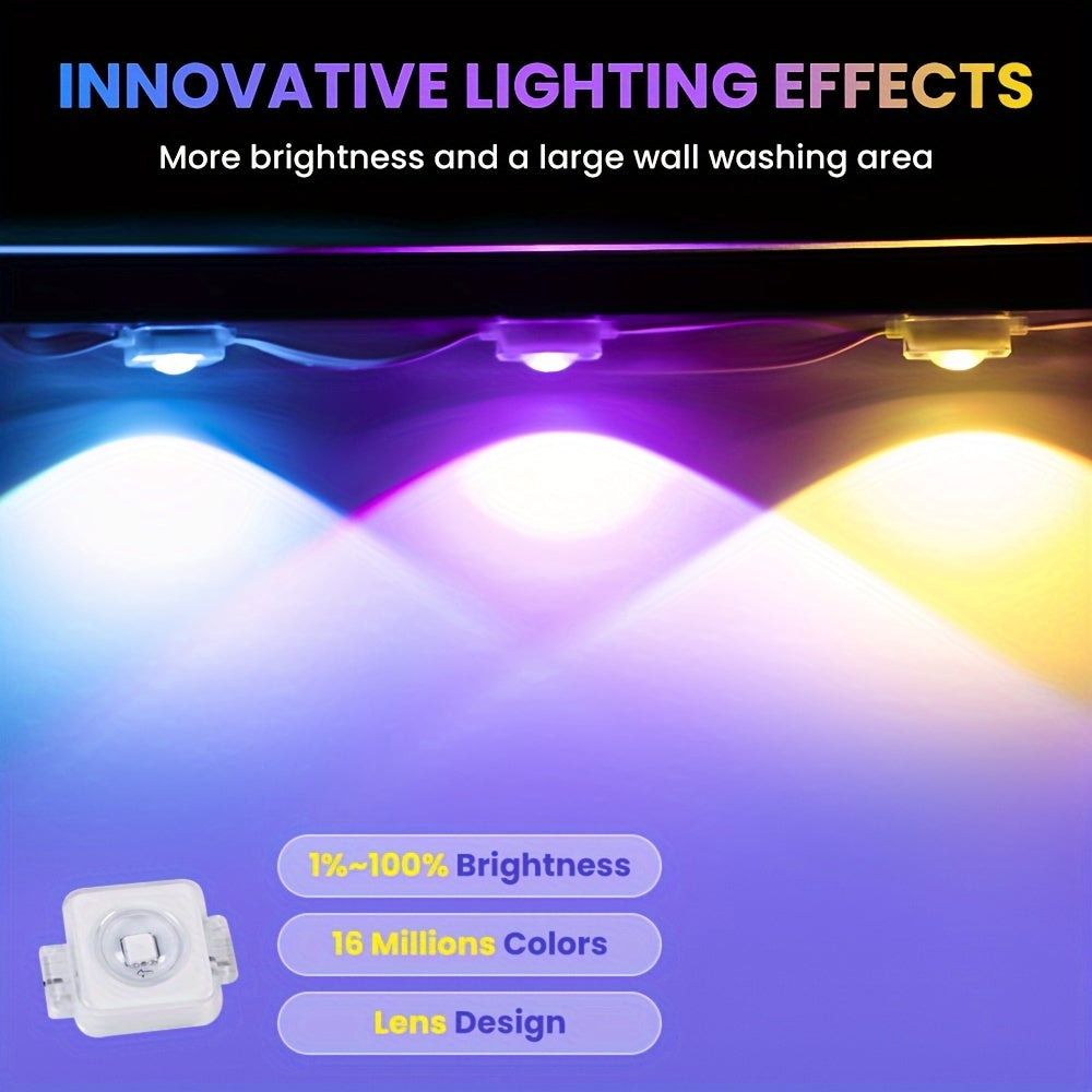 RGBIC Eaves Lighting Set with Listed 100ft Length, 60 LEDs and 75 Scene Modes, Permanent Outdoor Light Styling for Halloween, Christmas and Home Accent Decor