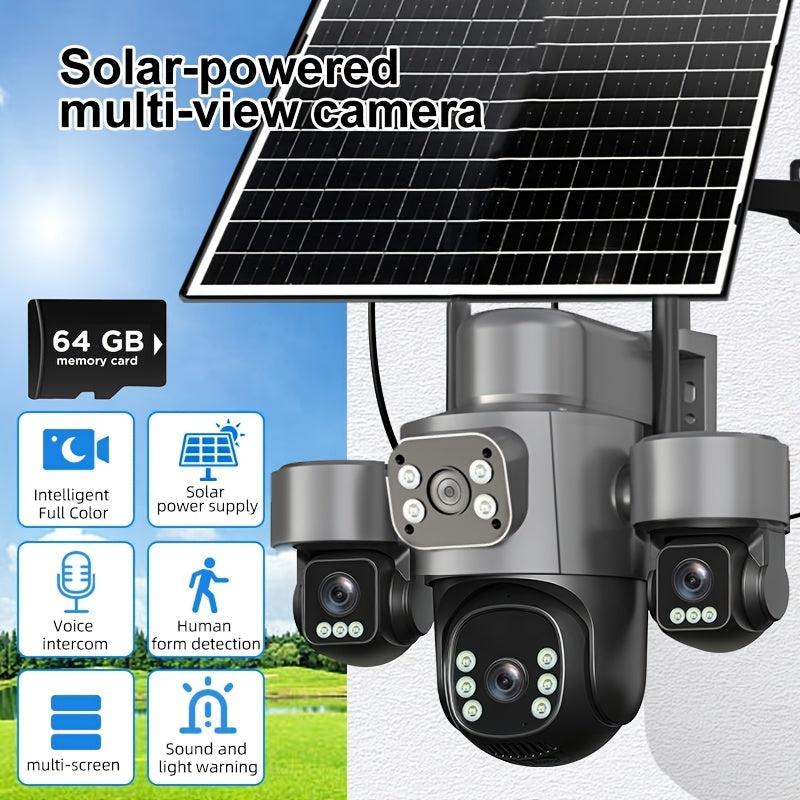 355° PTZ Outdoor Security Camera with 2.4GHz WiFi, Color Night Vision, PIR Sensor, Auto Tracking and Two-Way Audio, Solar and 4K-Labeled Options