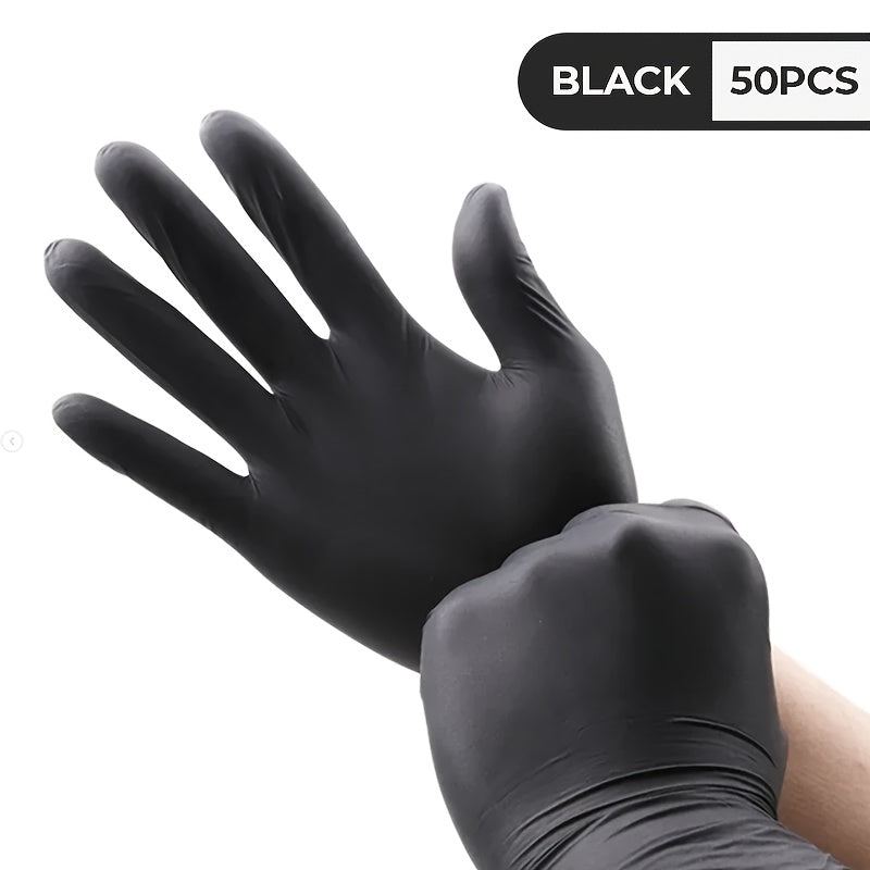 6 Mil Black Nitrile Disposable Gloves, 50-Count Latex-Free Household Cleaning Gloves with Textured Fingertips and S, M, L or XL Size References