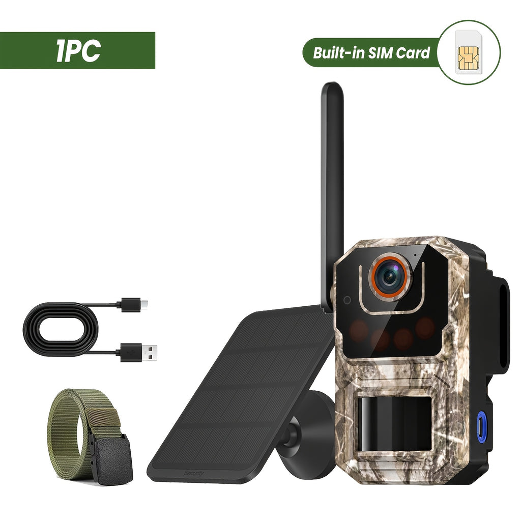 Camouflage Cellular Trail Camera with Listed 3K Imaging, Solar Panel Support, 40ft Motion Detection, Infrared Night Vision and Wide-Angle Lens for Wildlife Observation