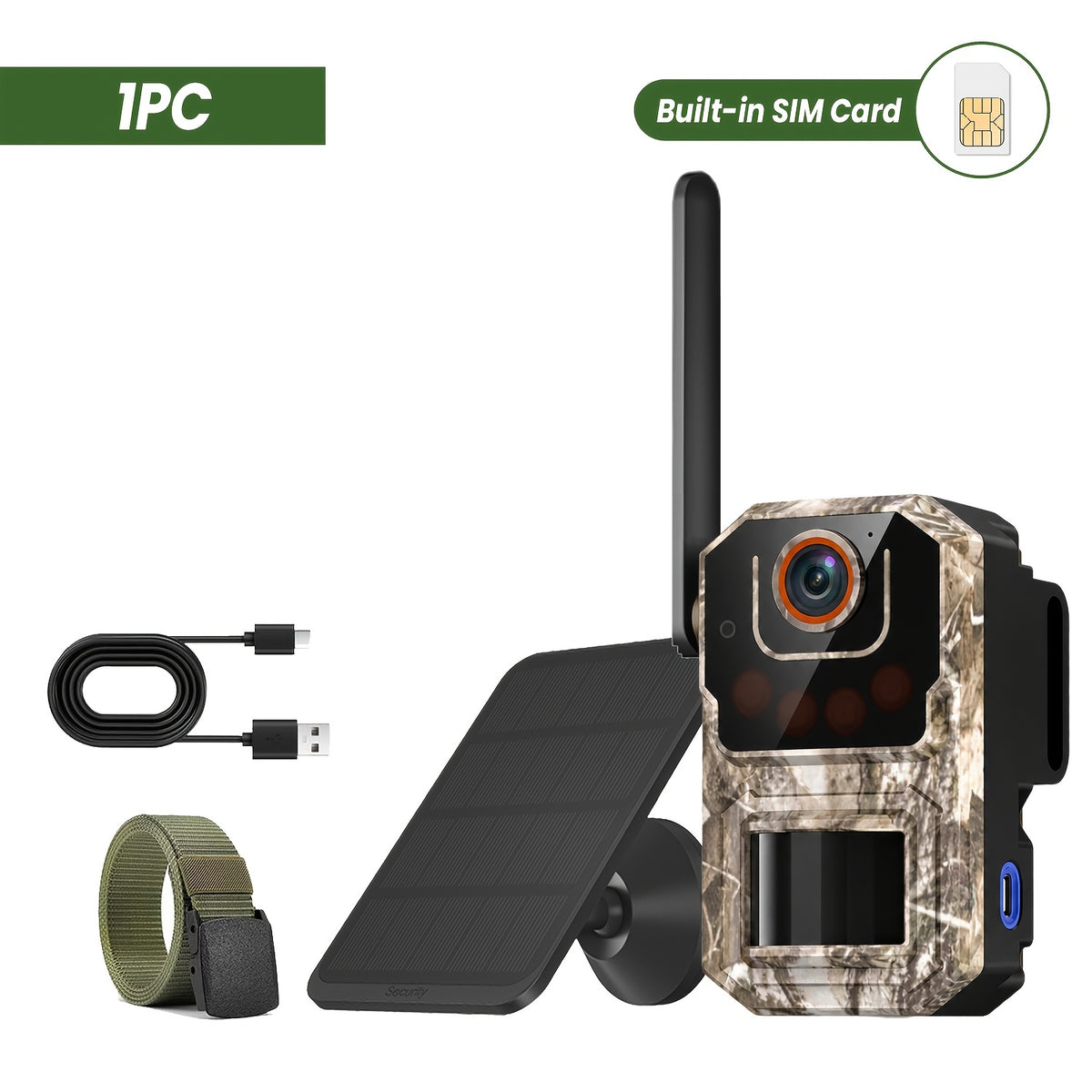 Camouflage Cellular Trail Camera with Listed 3K Imaging, Solar Panel Support, 40ft Motion Detection, Infrared Night Vision and Wide-Angle Lens for Wildlife Observation