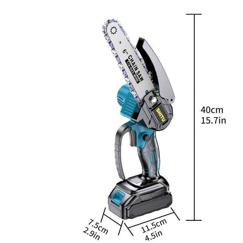Battery Powered Mini Pruning Chainsaw with Listed Safety Lock, Portable Wood Cutting Tool with One or Two Battery Package Options for Outdoor Garden Maintenance