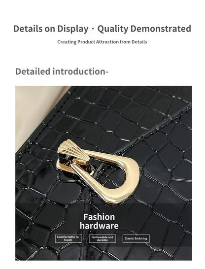 Reptile-Pattern Crossbody Bag for Women with Chain Strap Styling and Gold-Tone Hardware, White, Green or Rose Red Shoulder Purse for Casual and Evening Outfits