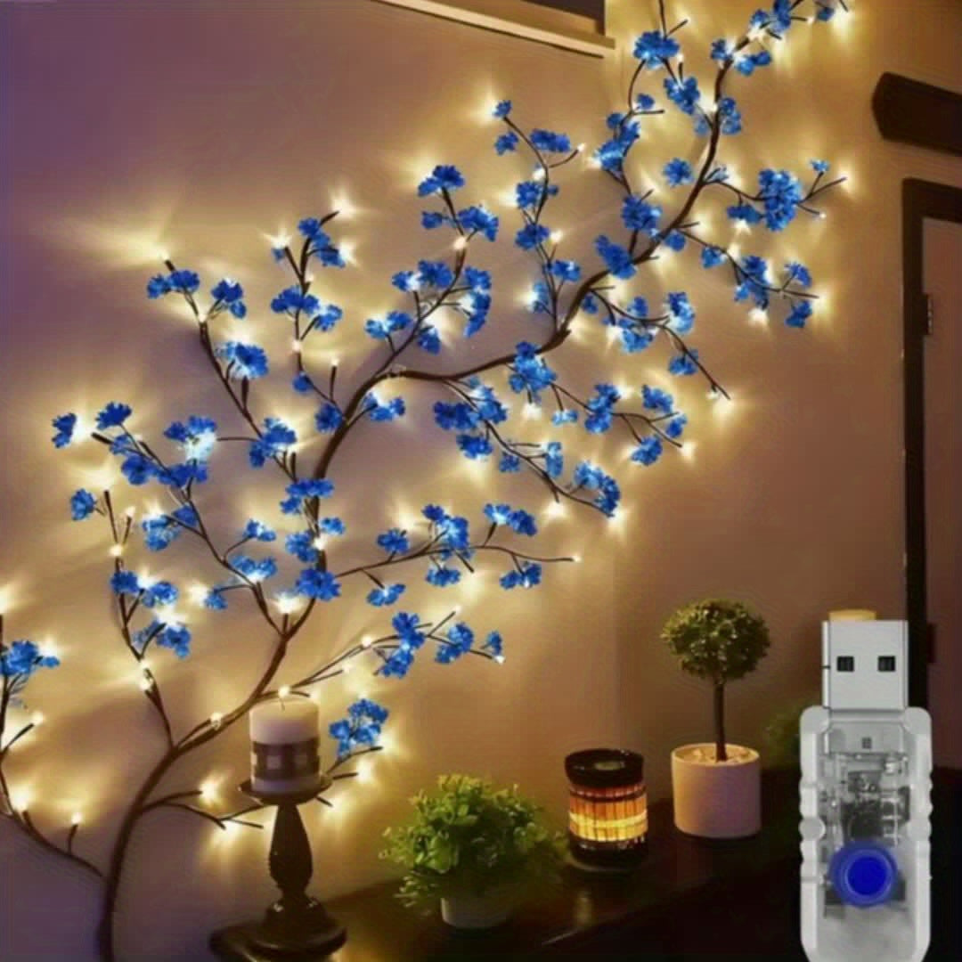 USB-Powered Decorative Fairy Lights by AMill with Cherry Blossom Garland Reference, Dimmable Indoor Lighting and Firework, 96LED, Pink or Butterfly Options