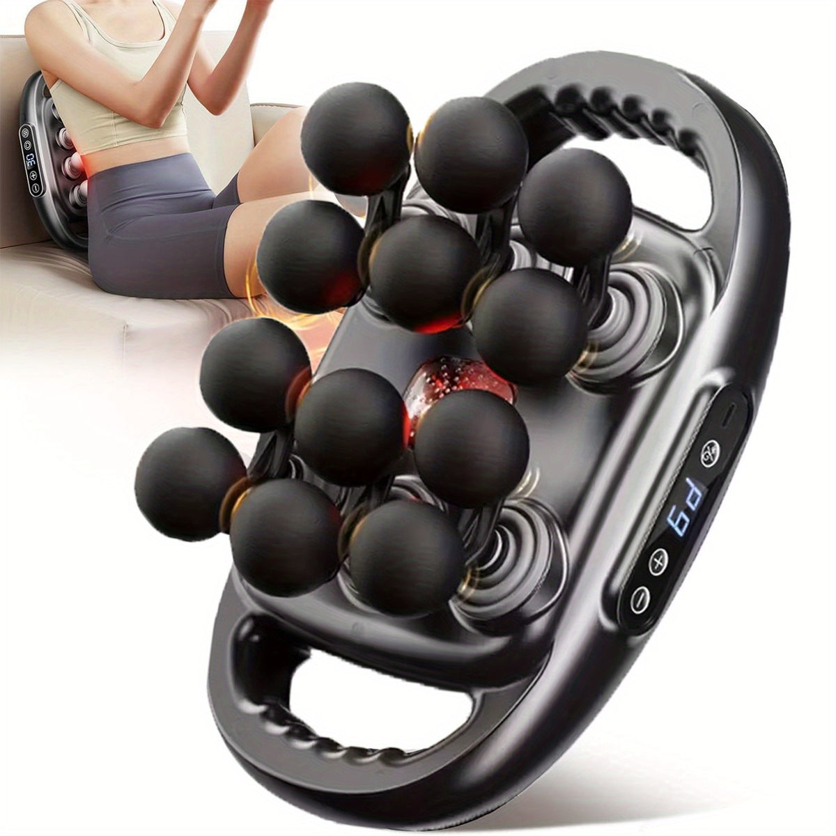 Nine-Mode Multi-Head Massage Gun with Nine Intensity Levels, USB-C Charging and Listed 10-Minute Timer, Grey, Gray 22-Head or 42-Head Model Options