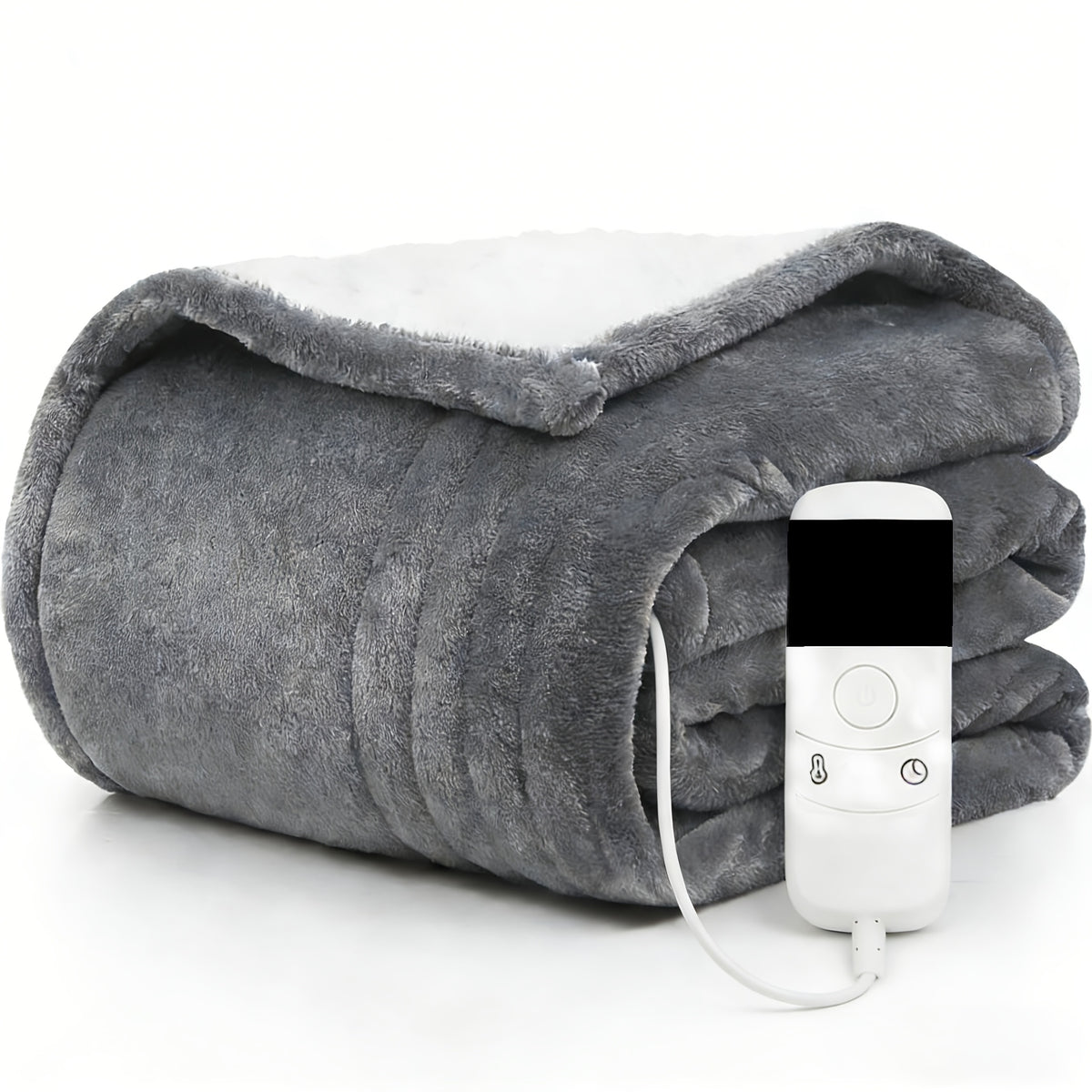 Electric Heated Blanket with 10 Heat Levels and 1, 2, 4, 6 or 8 Hour Auto-Off Choices, Listed 110W US Plug Controller Design in Four Colors and Five Size Labels