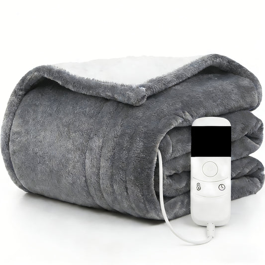 Electric Heated Blanket with 10 Heat Levels and 1, 2, 4, 6 or 8 Hour Auto-Off Choices, Listed 110W US Plug Controller Design in Four Colors and Five Size Labels