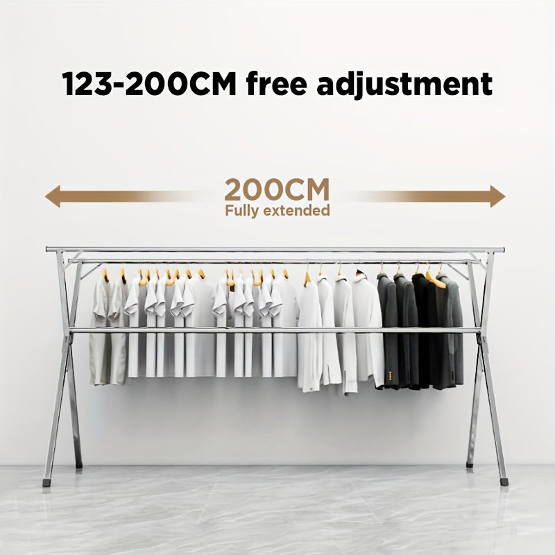 Retractable Clothes Drying Rack with Stainless Steel Construction and Folding Design, 42.52–62.99 or 48.43–78.74 Inch Length Options for Laundry Air Drying