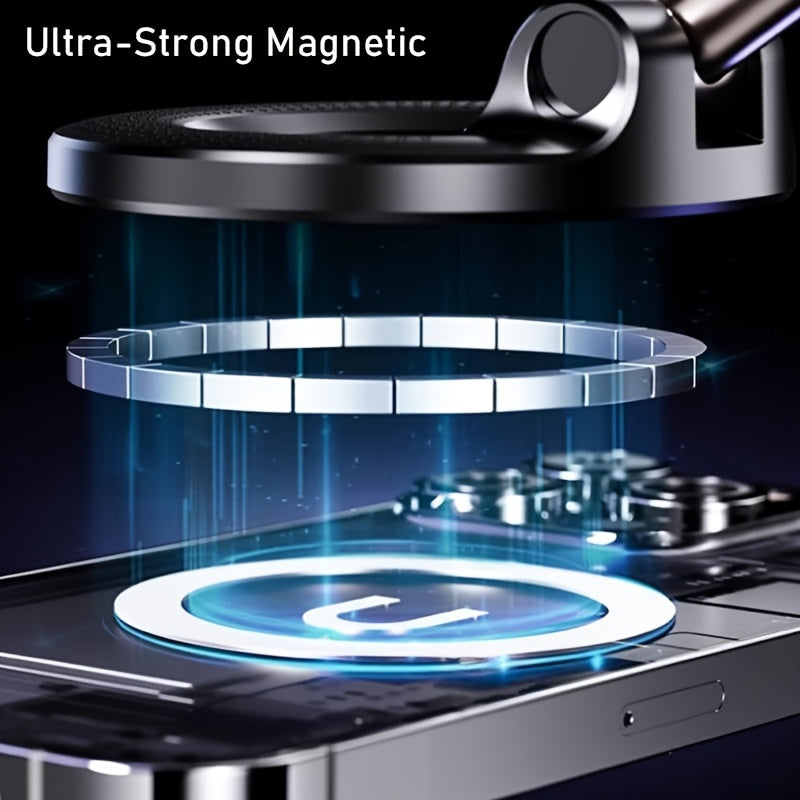 Magnetic Phone Mount with Adjustable Height, Foldable Design and 360-Degree Rotation References, Bulldog Stand, Alloy, Grey and Two-Piece Selection Options