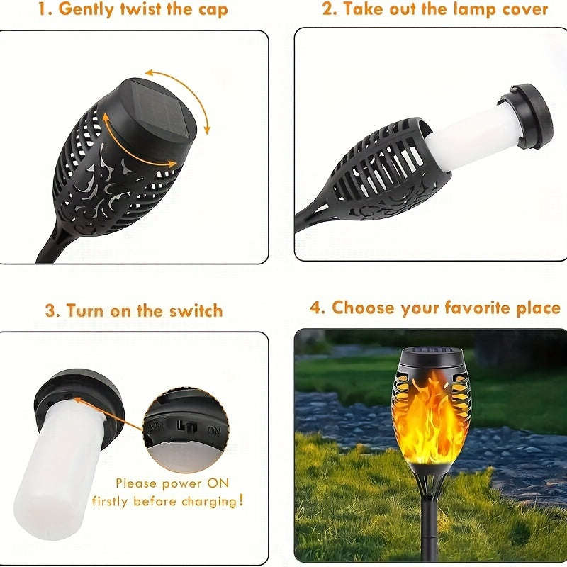 Solar Flickering Flame Lights for Outdoor Garden Decor, Auto On/Off IP55-Rated Landscape Lighting with 10, 12 and 24-Piece Options for Yard Parties