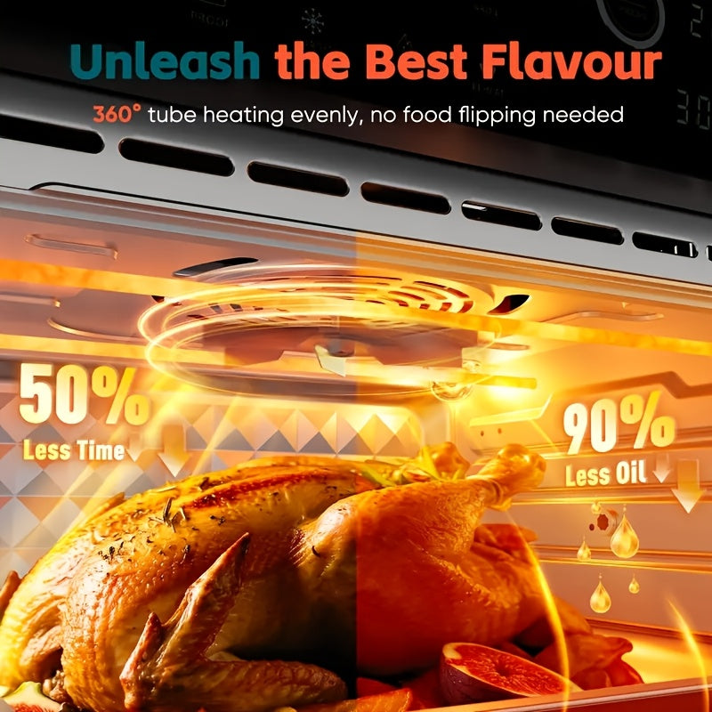 Air Fryer Toaster Oven Combo, Extra Large Capacity Convection Oven with 360° Hot Air Circulation, LED Digital Display and Precise Temperature Control, Stainless Steel, 16QT