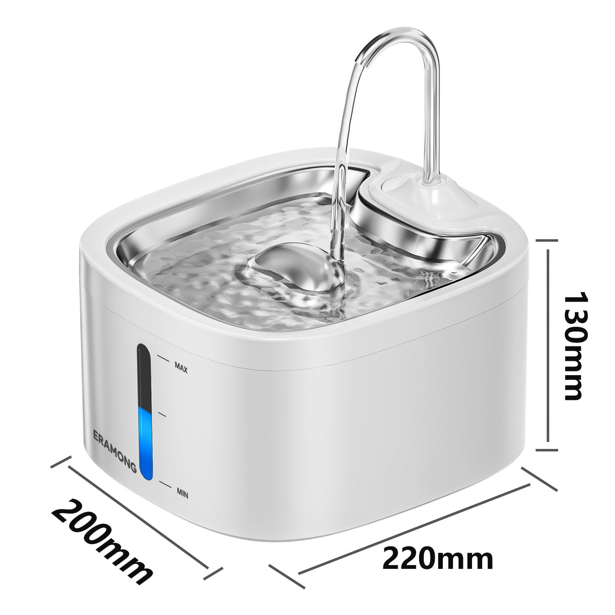 Stainless Steel Tray Cat Water Fountain, 3.5L Automatic Pet Drinking Dispenser with ABS Plastic Body and Water Tap in Black or White, Power Adapter Not Included