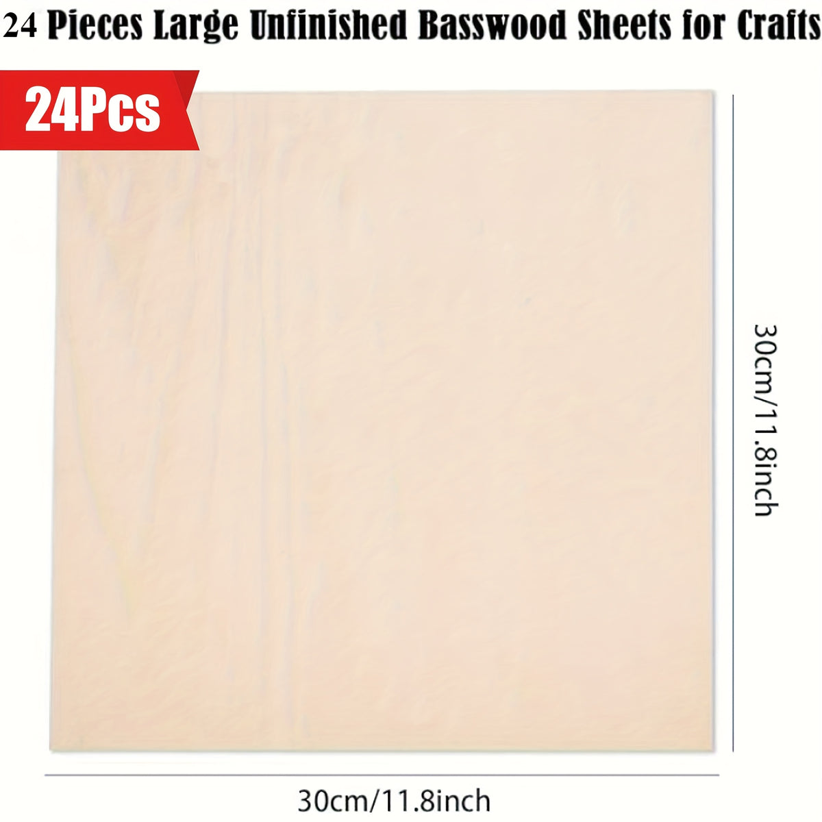 Basswood Sheets for Crafts in 24 or 48 Piece Packs, Smooth Wood Boards for Architectural Model Making, Staining and Tool-Compatible Laser Cutting or Wood Burning Projects