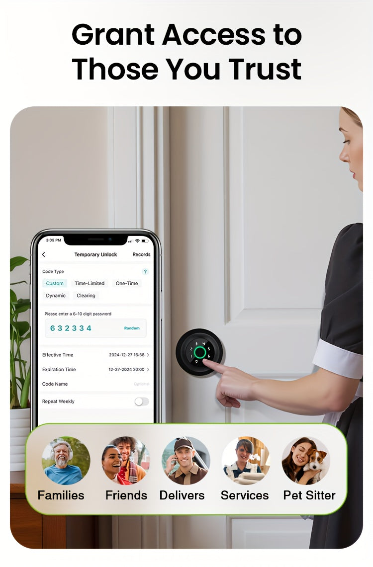 GHome Smart Door Knob Lock with Listed Fingerprint, Keypad and App Features, K20, K10, K02A and PRO Model Options for Compatible Door Access Setups