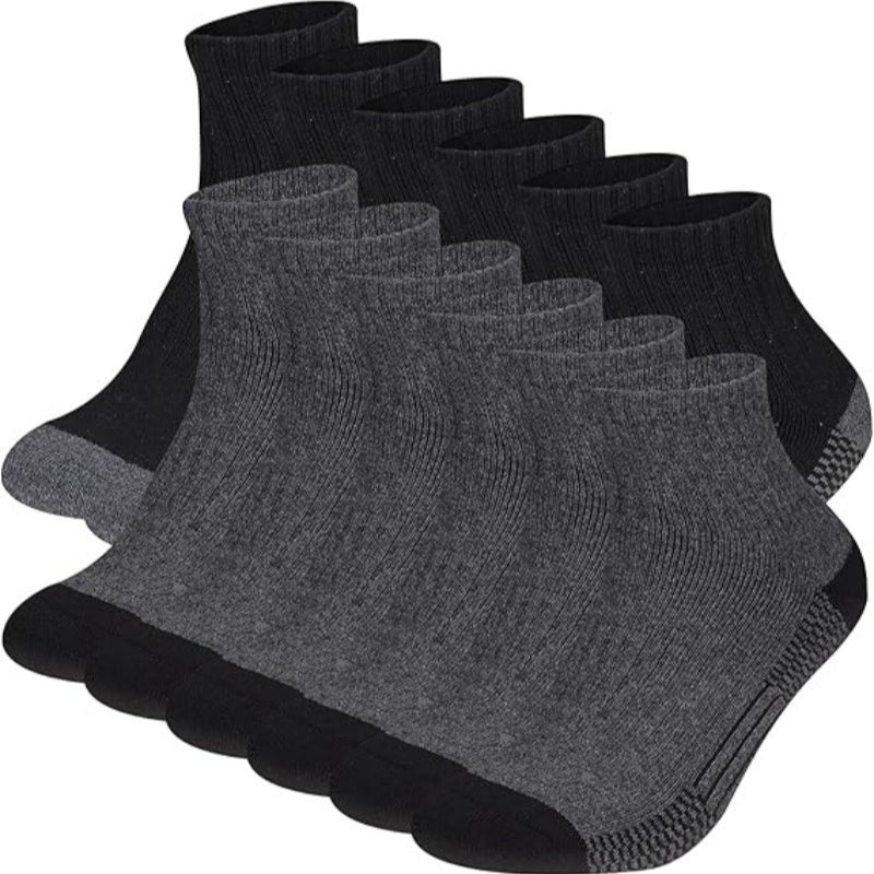 Men's Short Running Socks 12-Pair Multipack in Black or Black-and-White Options, One-Size Label for Sports, Walking and Everyday Athletic Shoe Outfits