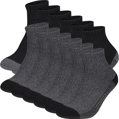 Men's Short Running Socks 12-Pair Multipack in Black or Black-and-White Options, One-Size Label for Sports, Walking and Everyday Athletic Shoe Outfits