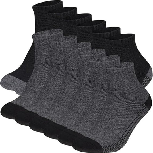 Men's Short Running Socks 12-Pair Multipack in Black or Black-and-White Options, One-Size Label for Sports, Walking and Everyday Athletic Shoe Outfits