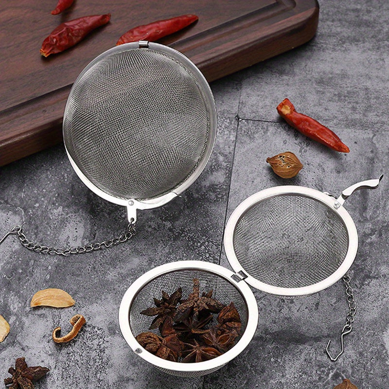 Stainless Steel Spice Filter Ball with S Size Label, One-Pack Seasoning Infuser Reference for Soup, Stew, Hot Pot and Instruction-Approved Marinade Preparation