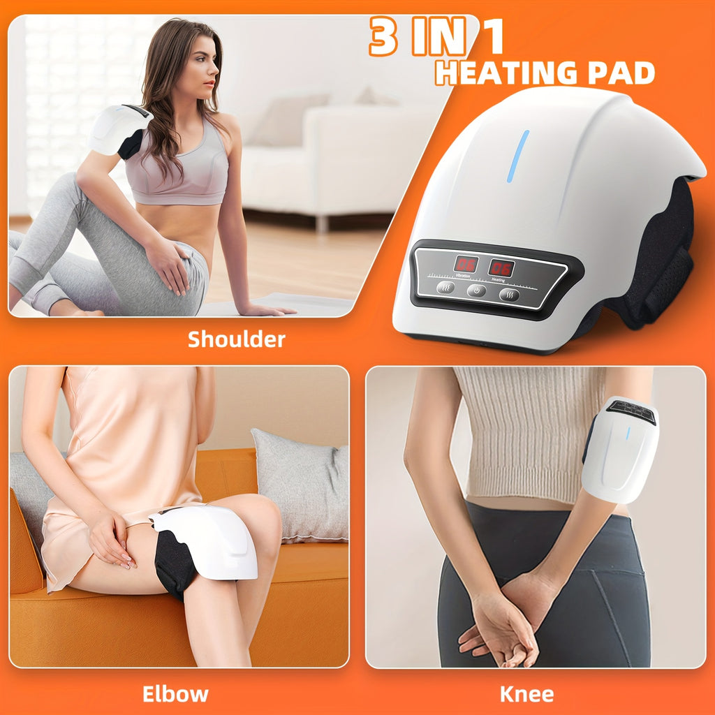 Knee Massager with Heat, MASSTECK Cordless HX01-WHITE with 9 Heating Modes, 9 Vibration Speeds and Adjustable Straps for Adult Personal Comfort